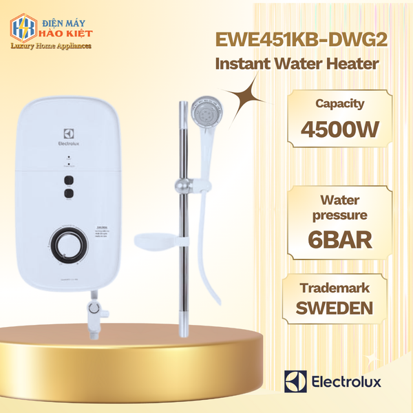 EWE451KB-DWG2 - Máy Nước Nóng Trực Tiếp Electrolux - 4500W - Trắng Xám