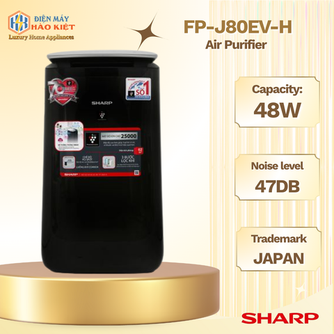 FP-J80EV-H - Máy Lọc Không Khí Sharp _ 62m² - Màu Đen