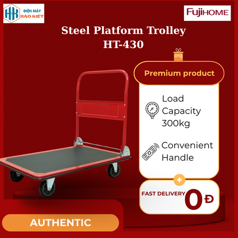 HT-430 - Xe Đẩy Hàng Sàn Thép 4 Bánh Fujihome