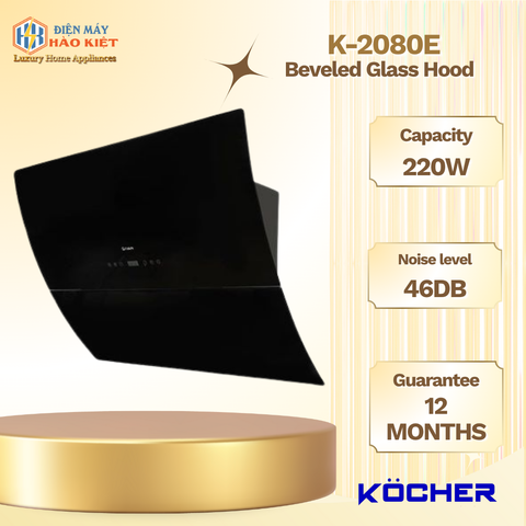 K-2080E - Hút Mùi Kính Vát (Cong) 90cm