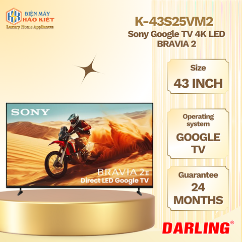 K-43S25VM2 - Sony Google TV 4K LED NỀN BRAVIA 2 43 inch