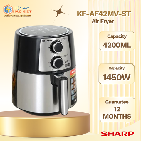KF-AF42MV-ST - Nồi Chiên Không Dầu Sharp _ 4.2 Lít