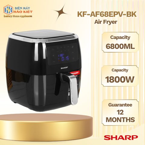 KF-AF68EPV-BK - Nồi Chiên Không Dầu Sharp _ 6.8 Lít