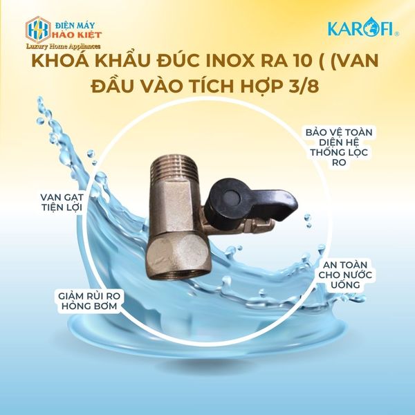 Khoá khẩu đúc inox ra 10 ( (Van đầu vào tích hợp 3/8'')