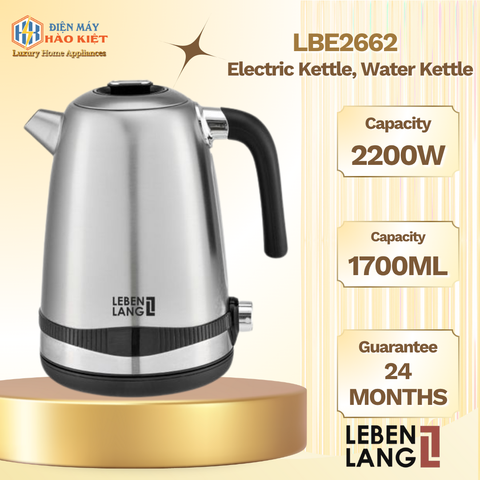 LBE2662 - Ấm Siêu Tốc, Ấm Đun Nước Inox Lebenlang Dung Tích 1700ml