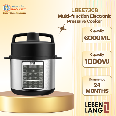 LBEE7308 - Nồi Áp Suất Điện Tử Đa Năng, Kết Hợp Chiên Không Dầu LEBENLANG 1000W 6000ml
