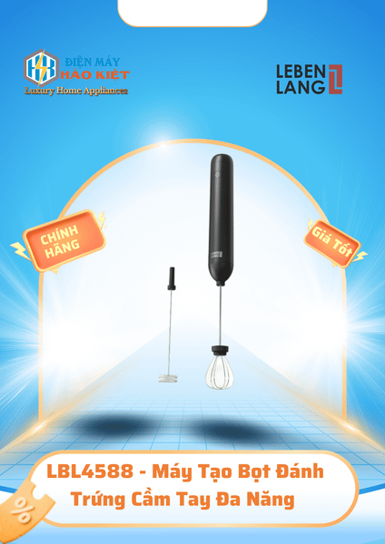 LBL4588 - Máy Tạo Bọt Đánh Trứng Cầm Tay Đa Năng Lebenlang 6W Sạc Pin