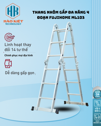 ML103 - Thang Nhôm Gấp Đa Năng 4 Đoạn Fujihome