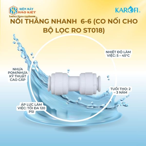 Nối thẳng nhanh  6-6 (Co nối cho bộ lọc RO ST018)