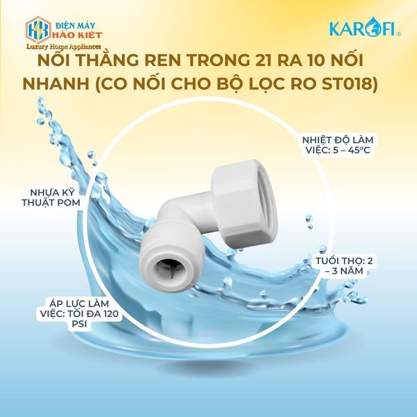 Nối thẳng ren trong 21 ra 10 nối nhanh (Co nối cho bộ lọc RO ST018)