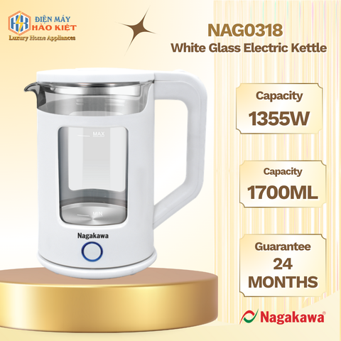NAG0318 - Ấm Siêu Tốc Thủy Tinh Trắng