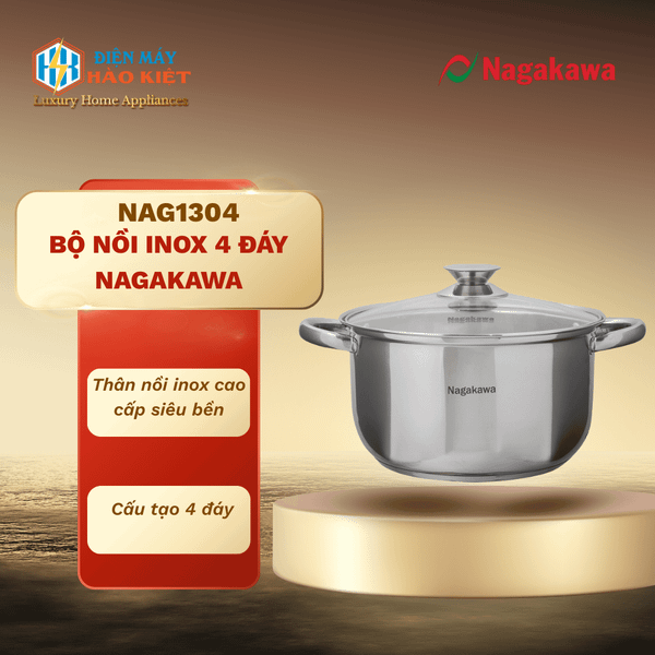 NAG1304 - Bộ Nồi Inox 4 Đáy Nagakawa NAG1304
