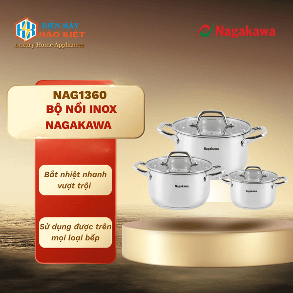 NAG1360 - Bộ Nồi Inox Nagakawa NAG1360