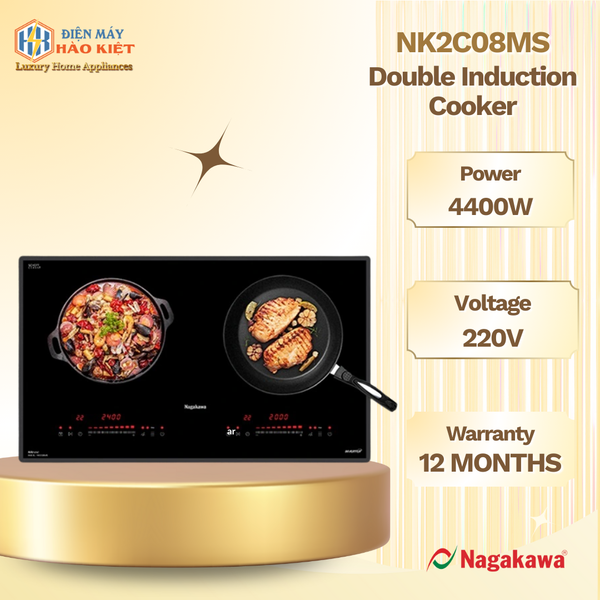 NK2C08MS - Bếp Đôi Điện Từ Nagakawa NK2C08MS