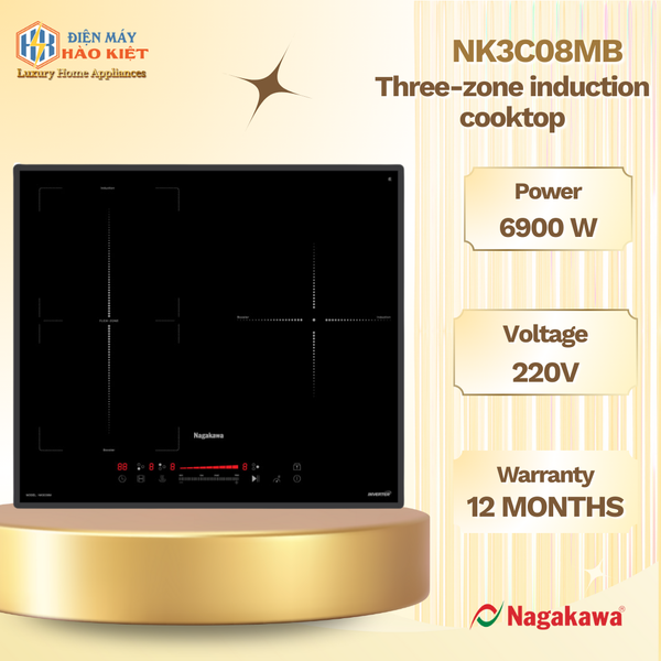 NK3C08MB - Bếp 3 Lò Điện Từ Nagakawa UltraSlim NK3C08MB