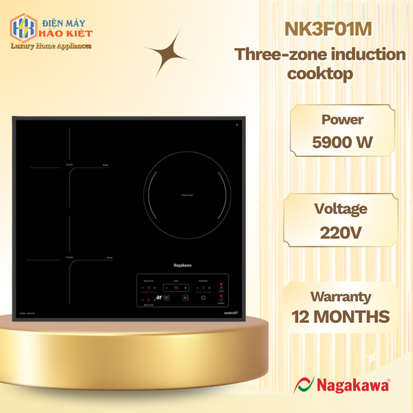 NK3F01M - Bếp Ba 2 Điện Từ 1 Hồng Ngoại Nagakawa NK3F01M