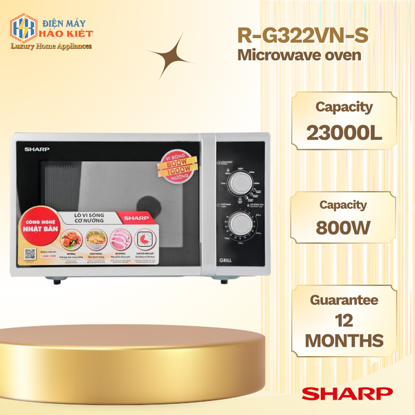 R-G322VN-S - Lò Vi Sóng Có Nướng Sharp 23 Lít