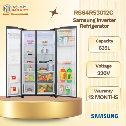 RS64R53012C - Tủ Lạnh Samsung Inverter Side By Side _ 635 Lít - Màu Đen