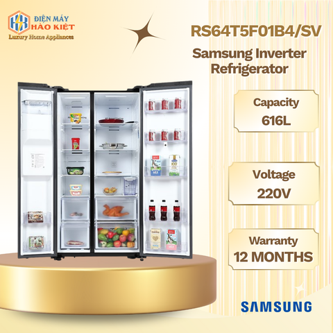 RS64T5F01B4/SV - Tủ Lạnh Samsung Inverter Side By Side Family Hub _ 616 Lít