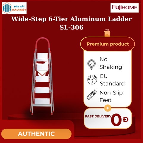 SL-306 - Thang Nhôm Ghế Bản To 6 Bậc Fujihome