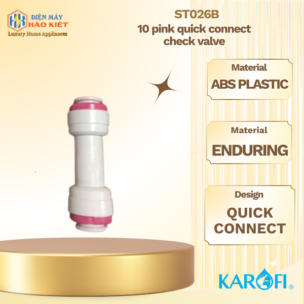 Van 1 chiều nối nhanh 10 màu hồng (Co nối cho bộ lọc RO ST026B)