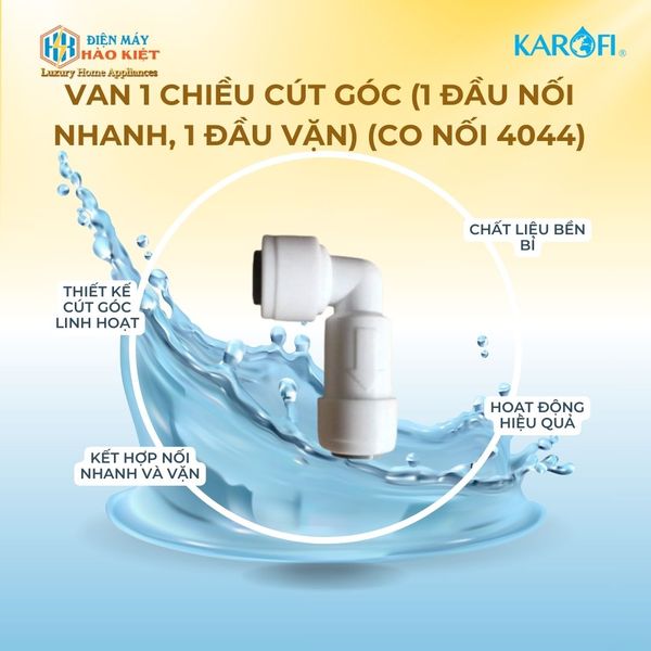 Van 1 chiều cút góc (1 đầu nối nhanh, 1 đầu vặn) (Co nối 4044)