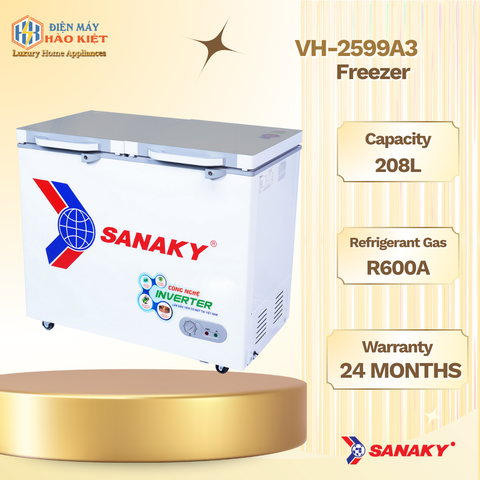 VH-2599A3 TỦ ĐÔNG SANAKY INVERTER 210 LÍT ĐỒNG (R600A)