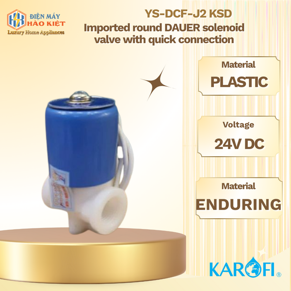 Van điện từ DAUER tròn nhập khẩu nối nhanh (Van điện từ 24V EZ xanh YS-DCF-J2 KSD)