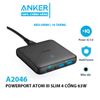  Sạc Anker 63W 4 Port PIQ 3.0 & GaN Fast Charger Adapter, PowerPort Atom III Slim Wall Charger with Dual USB C Ports (45W Max), for MacBook, Laptops, iPad Pro, iPhone, and More 