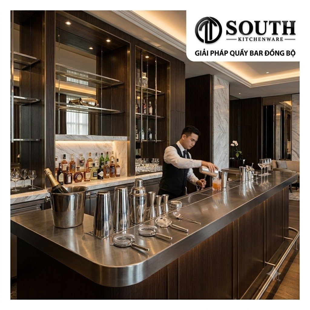  Quầy bar inox gia công theo yêu cầu cho khách sạn, nhà hàng, bar và lounge 