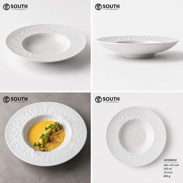 Đĩa pasta sứ trắng vân nổi JJK500452 South Kitchenware,