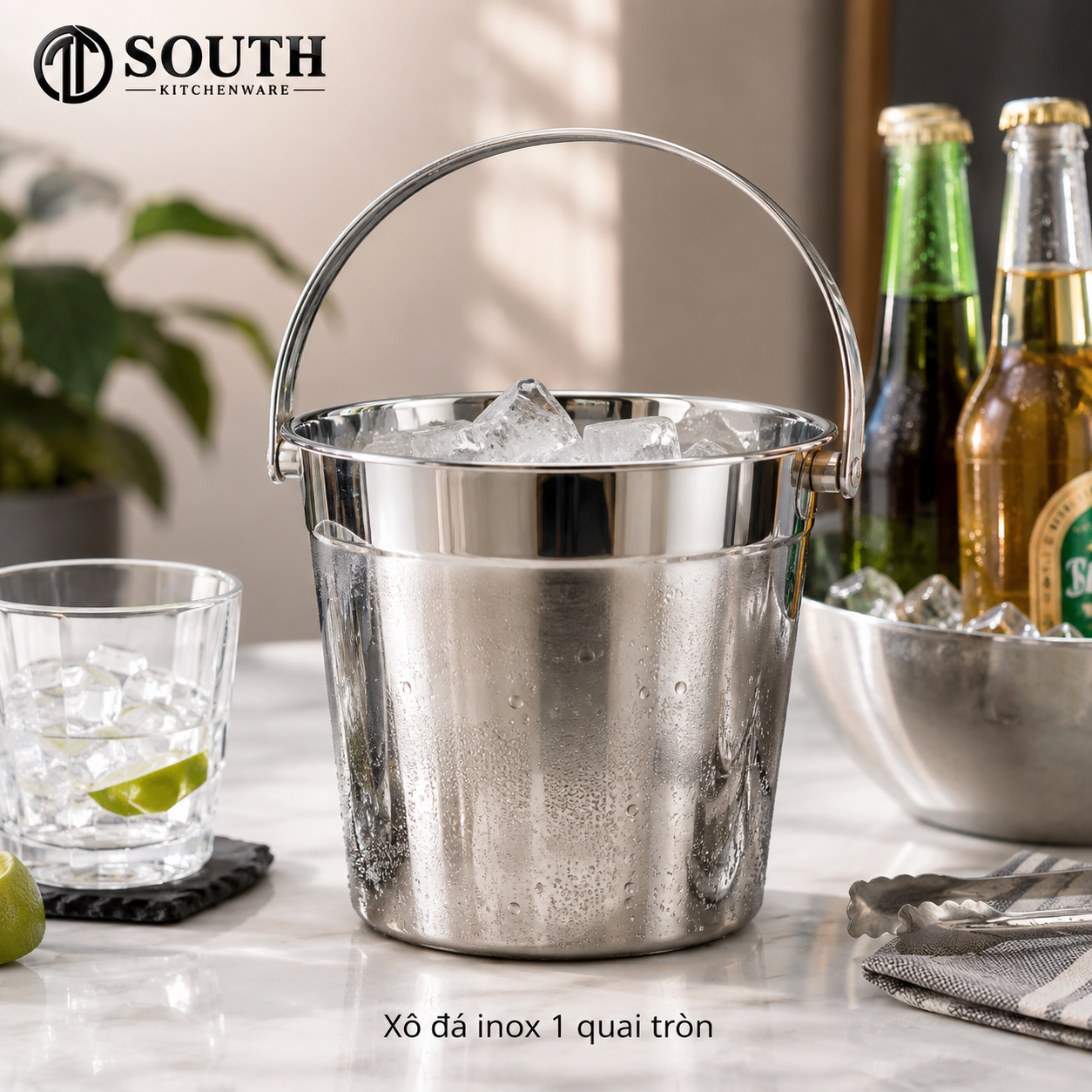  Xô đá inox 1 quai tròn 16–20cm 