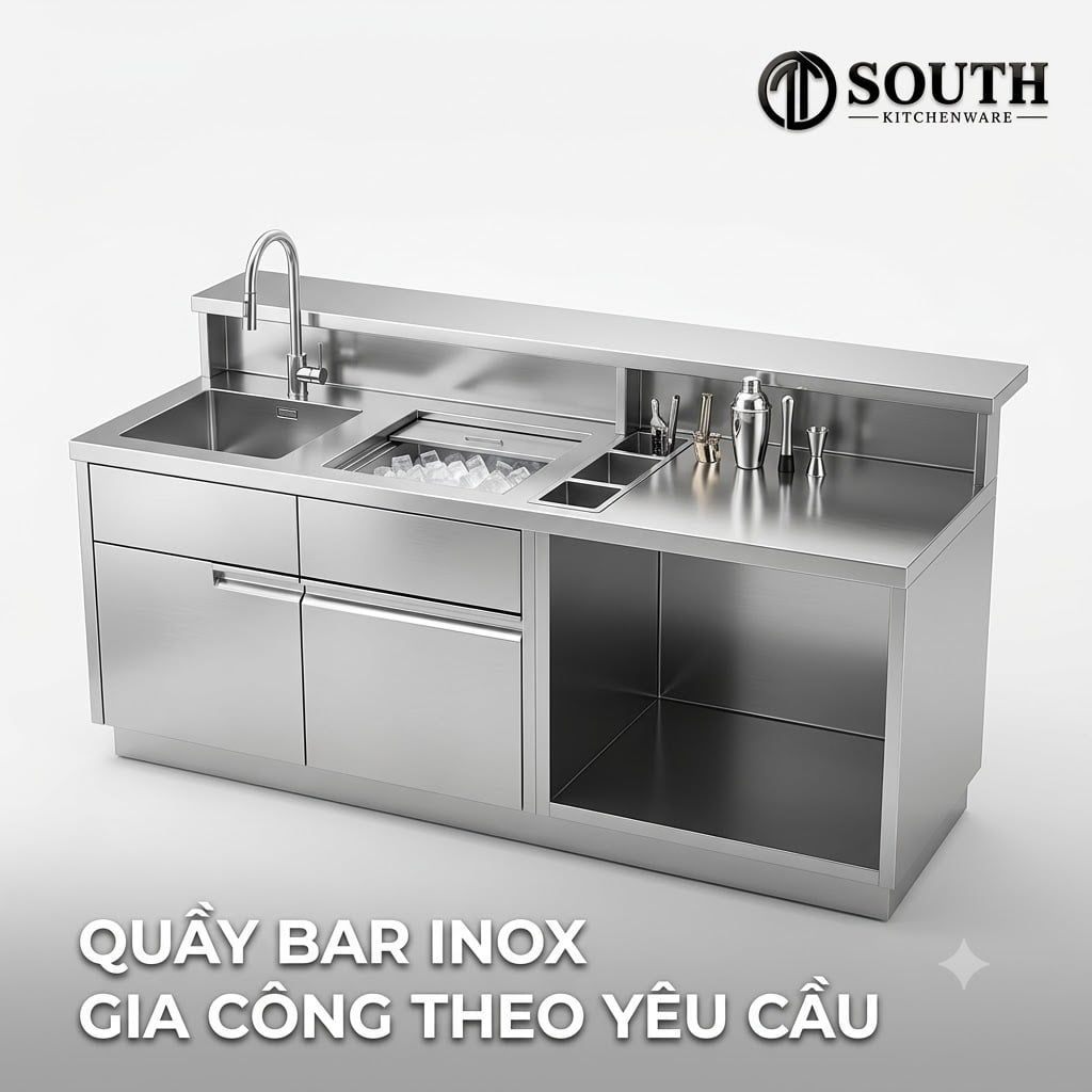  Quầy bar inox gia công theo yêu cầu cho khách sạn, nhà hàng, bar và lounge 