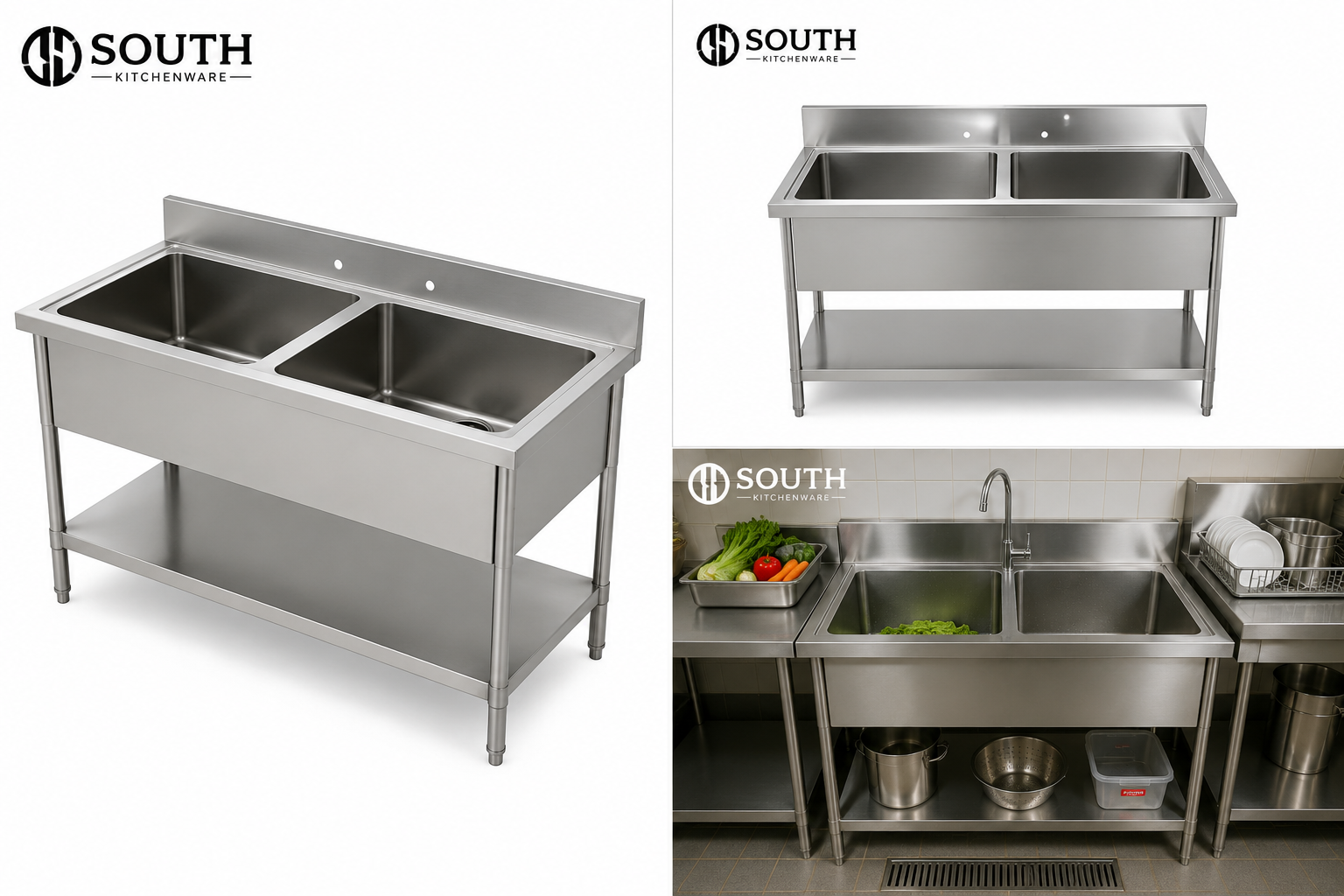  Chậu Rửa Inox 2 Hộc Cho Bếp Nhà Hàng – Gia Công Theo Yêu Cầu 