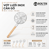  Vợt lưới inox cán gỗ 4 mắt 22–32cm 