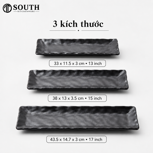 Đĩa sushi sứ đen mờ 33–43.5cm South Kitchenware