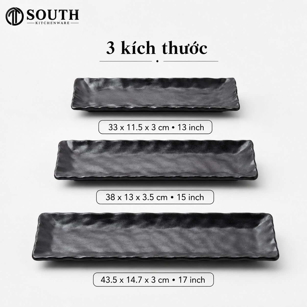  Đĩa sushi sứ đen mờ 33–43.5cm 