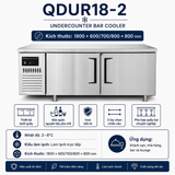  Tủ mát dưới quầy bar 1,8 m QDUR18-2 cho khách sạn, nhà hàng, bar và lounge 