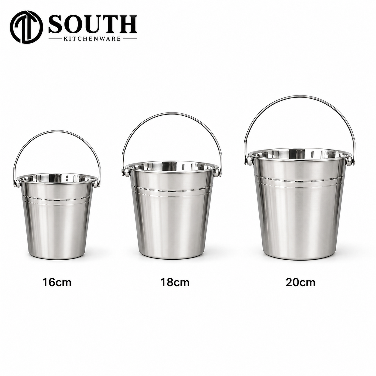  Xô đá inox 1 quai tròn 16–20cm 