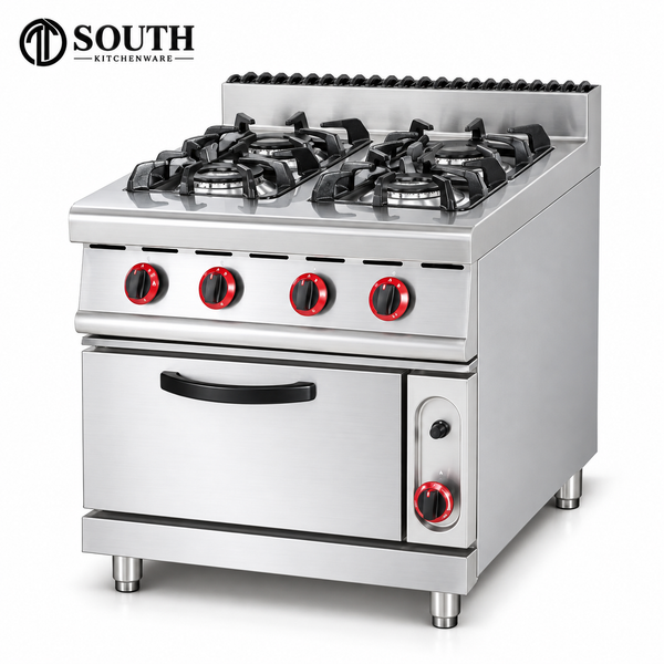 Bếp Âu 4 họng có lò nướng inox công nghiệp South Kitchenware