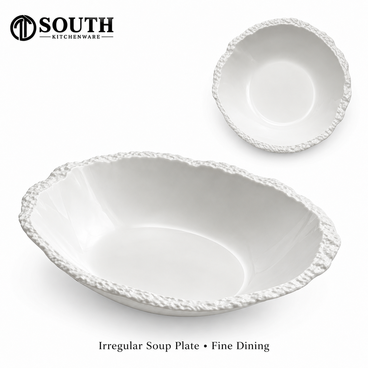  Đĩa soup tạo hình bất đối xứng 23cm Fine Dining 