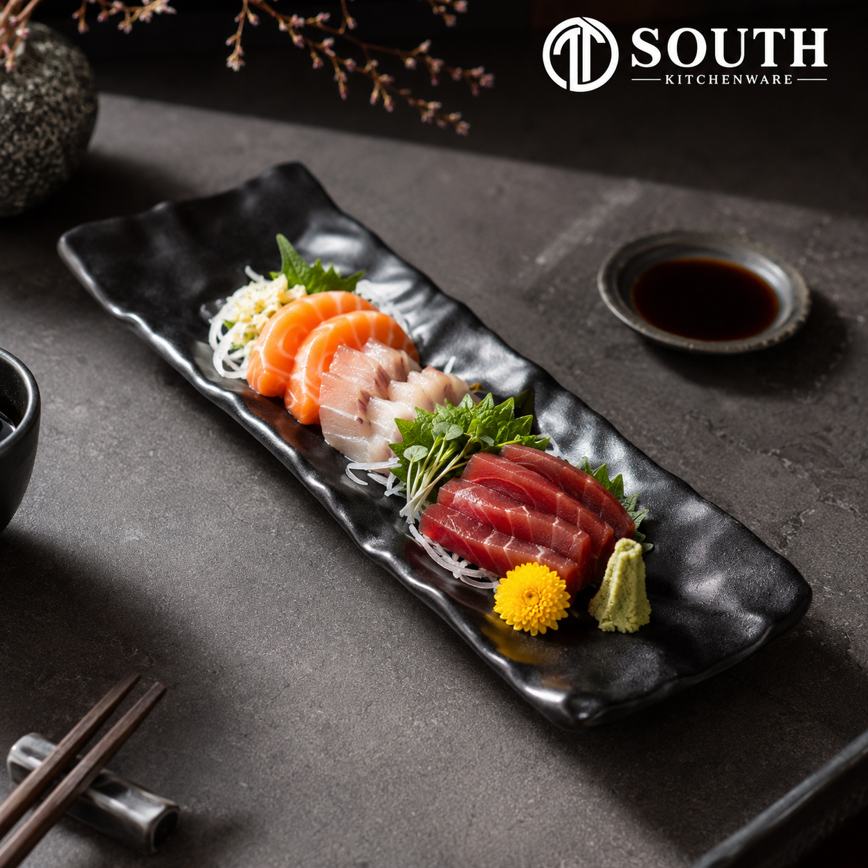  Đĩa sushi sứ đen mờ 33–43.5cm 