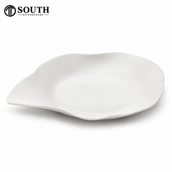 Đĩa sứ trắng dáng lá nghệ thuật 14–18 inch South Kitchenware