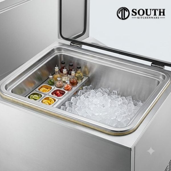 Tủ đá inox 2 lớp cho quầy bar khách sạn nhà hàng bar lounge