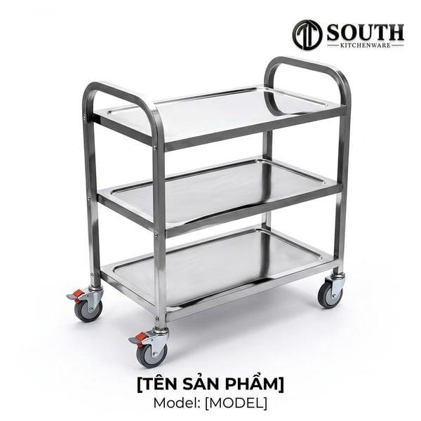 Xe đẩy inox 3 tầng D85 XDI85-3 cho nhà hàng khách sạn