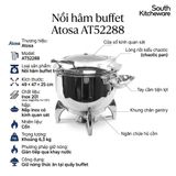  Nồi hâm buffet tròn Atosa AT52288 – Nắp inox có kính quan sát, dùng cồn 