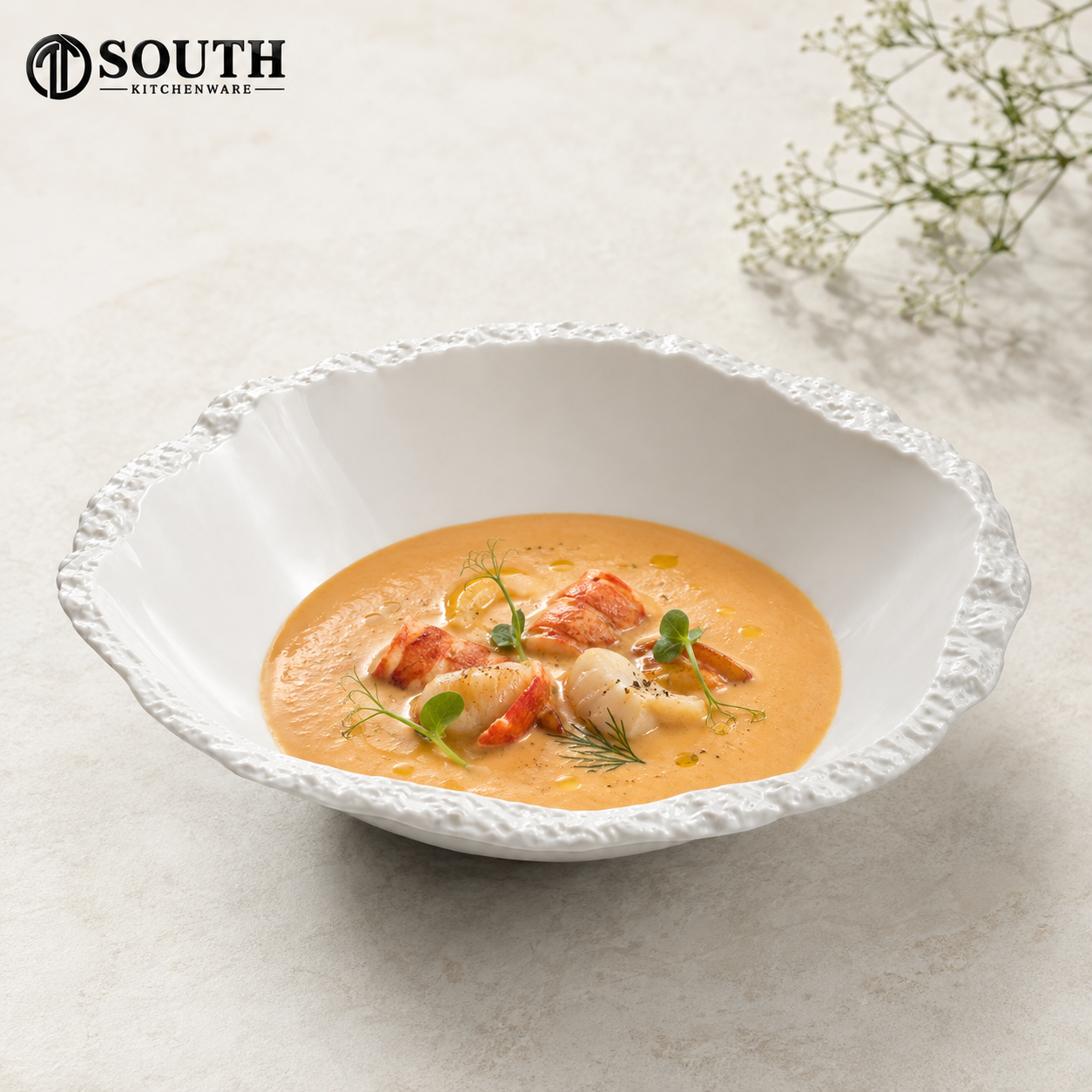  Đĩa soup tạo hình bất đối xứng 23cm Fine Dining 