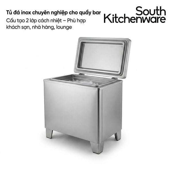 Tủ đá inox 2 lớp cho quầy bar khách sạn nhà hàng bar lounge