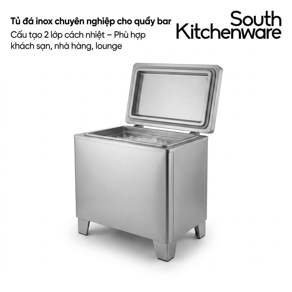  Tủ đá inox 2 lớp cho quầy bar khách sạn, nhà hàng, bar và lounge 