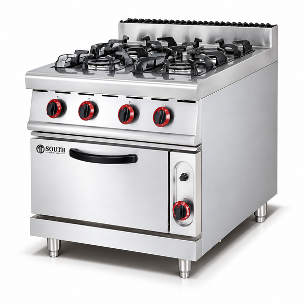 Bếp Âu 4 họng có lò nướng inox công nghiệp South Kitchenware